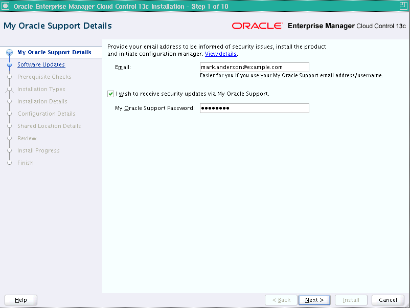 My Oracle Support Details Screen