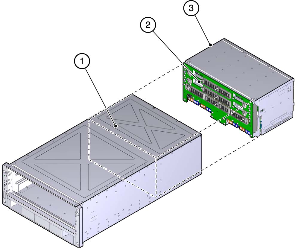 image:背面シャーシサブアセンブリ内で操作可能なコンポーネントを示す図。