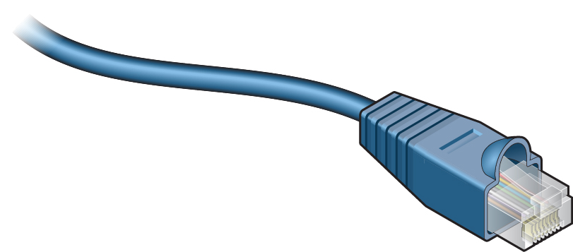 image:The illustration shows the RJ-45 cable and connector.