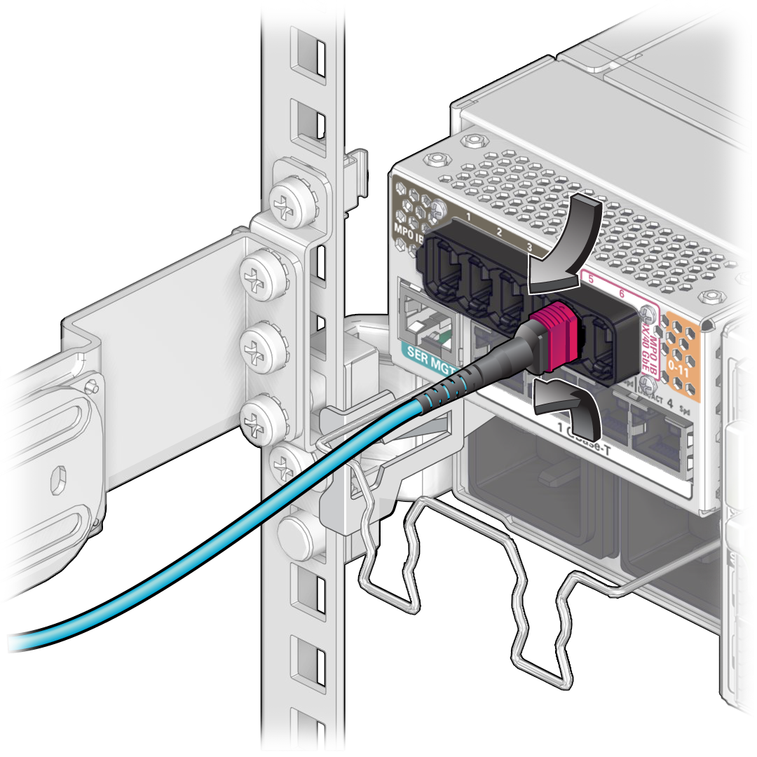 image:The illustration shows removing a PrizmMT cable from the                                     chassis.