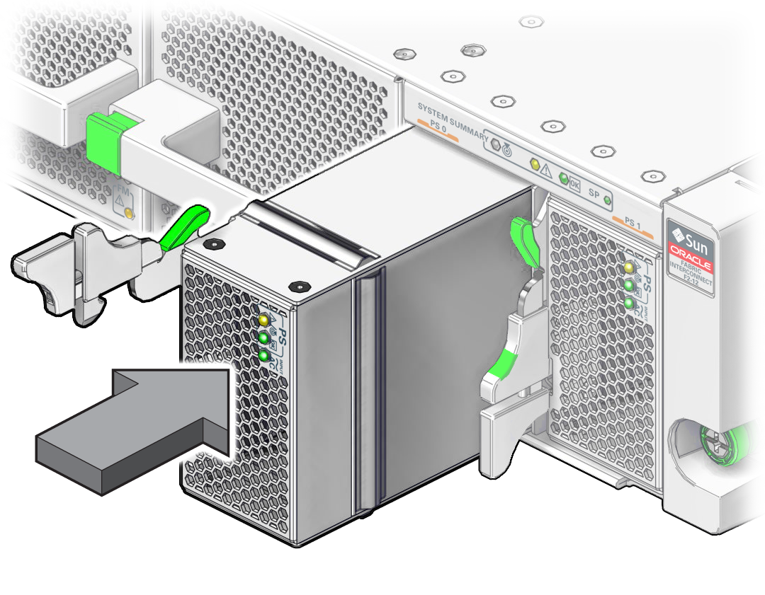 image:Illustration shows the power supply being installed.