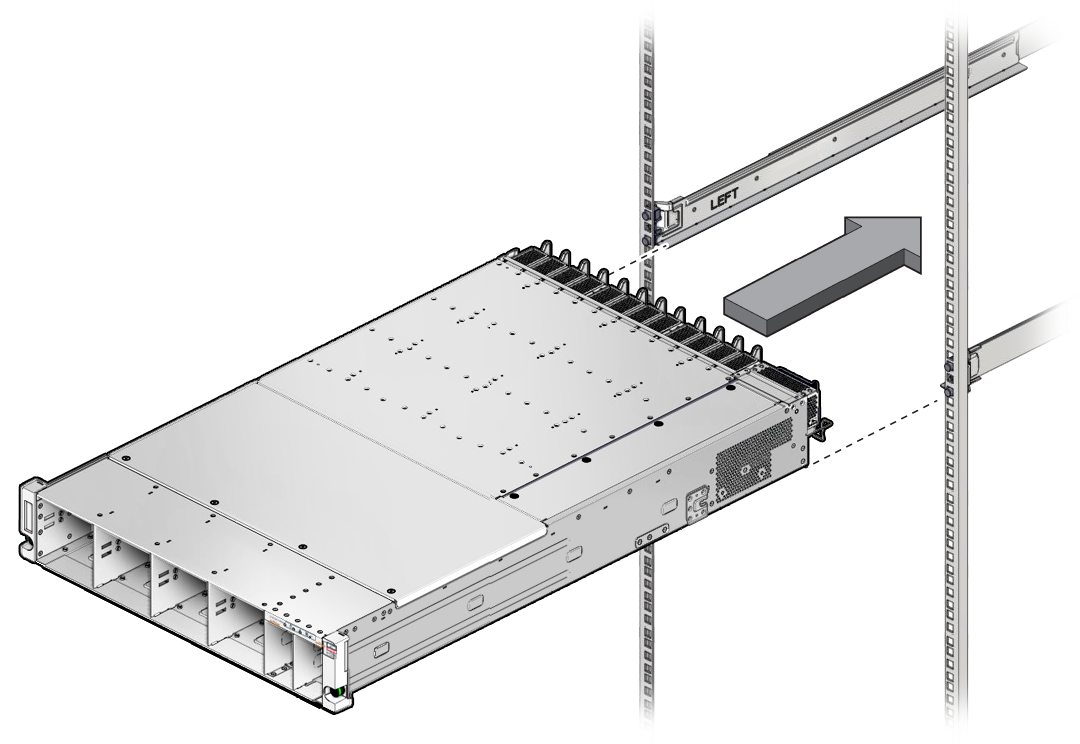 image:Illustration shows sliding the switch back in to the                             rack.