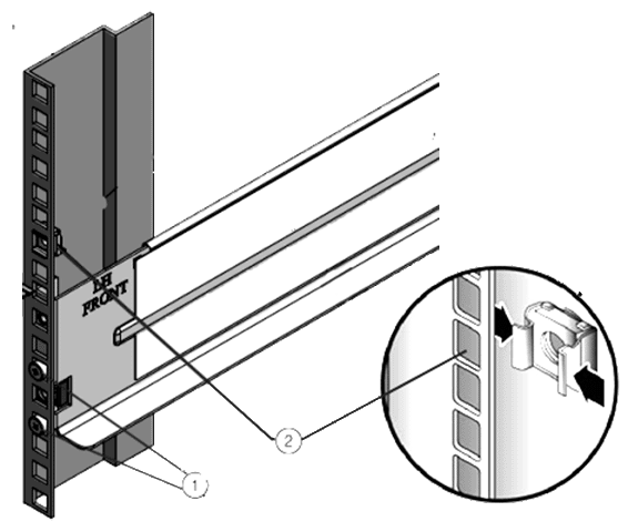 Cage nut installed in a square-hole rack