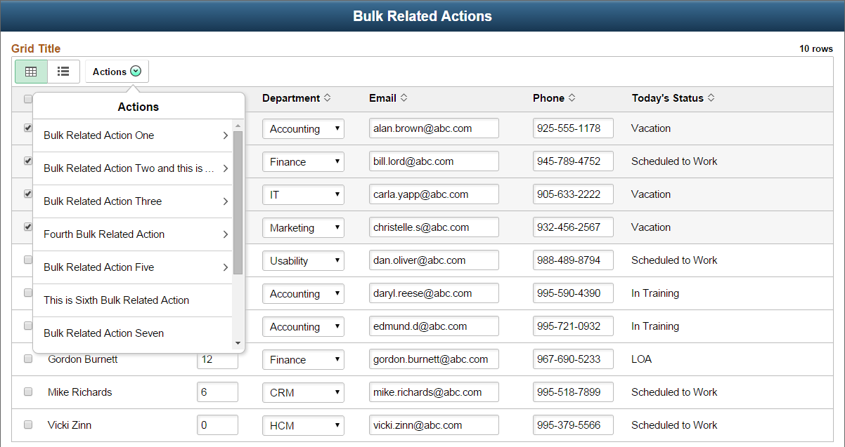 Accessing bulk related actions