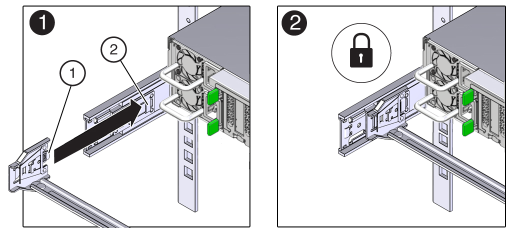 image:Figure showing how to install connector A into the left                                         slide-rail.