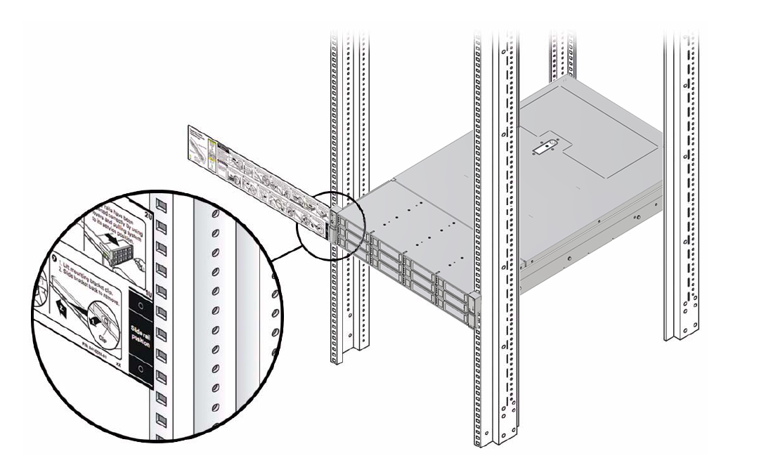 image:Figure showing the Rackmounting Template being used for                                 rackmount location.