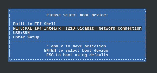 image:Please Select Boot Device menu.