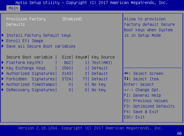 image:This figure shows the Key Management screen within the Security                                 settings Menu.