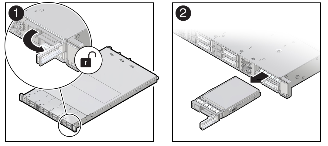 image:Figure showing the location of the hard drive release button                                 and latch.