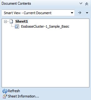 In the Document Contents pane, a Excel sheet containing an ad hoc grid shown with the sheet node selected.