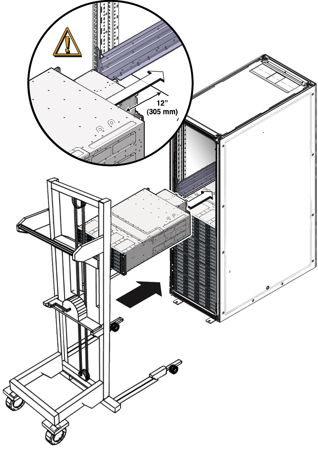 image:Graphic showing the system being inserted into the rack.