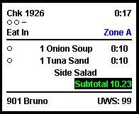 This figure shows an illustration of the DOM with order type, zone, and cook time chit layout.