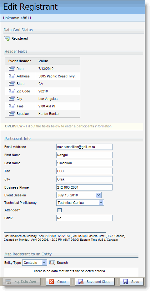 creating a new registrant