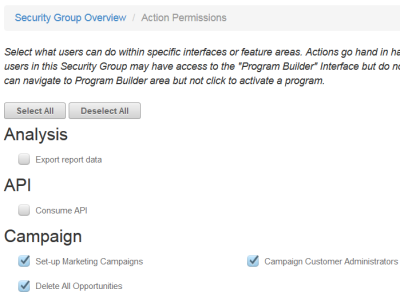 An image of the Action Permissions page.