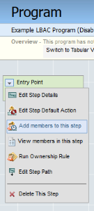 An image of a drop-down menu with Add members to this step highlighted.