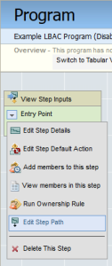 An image of a drop-down menu with Edit Step Path highlighted.
