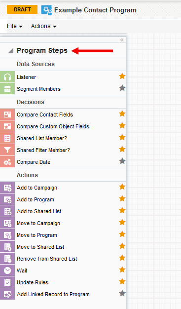 An image showing how to view all the program canvas steps