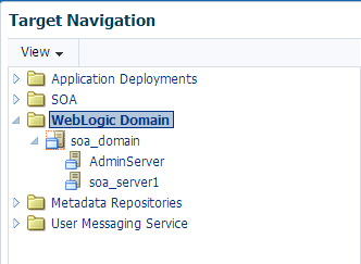 Description of "Figure A-1 Fusion Middleware Control, Showing WebLogic Domain" follows
