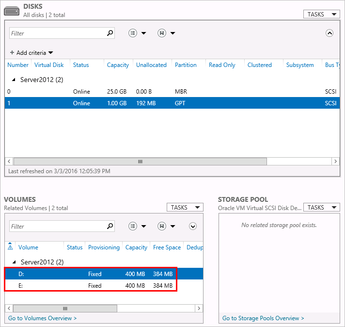 Screenshot showing the new partitions