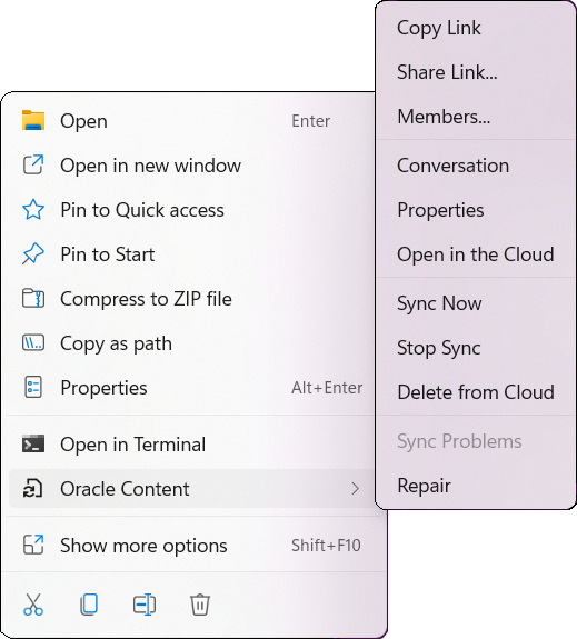 Desktop context menu for Microsoft Windows 11, described in linked topic