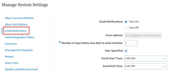 Manage Email Notifications Settings