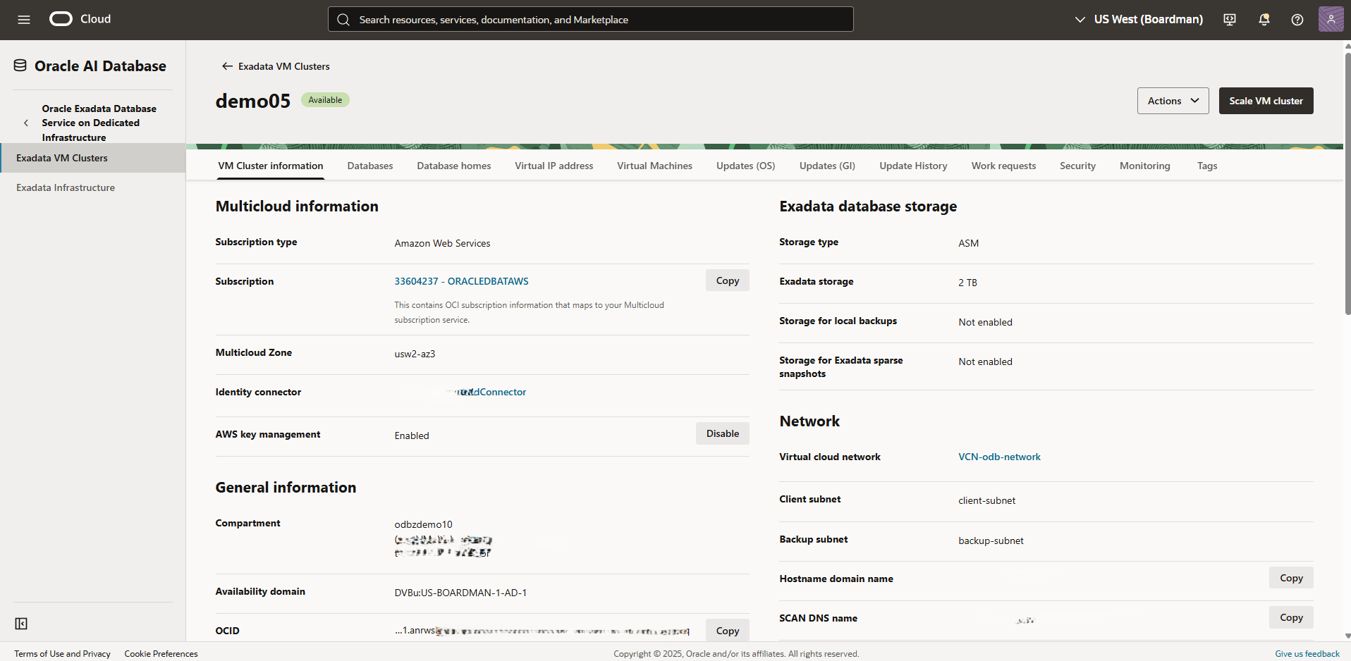 This screenshot shows how to verify the compartment information. This screenshot shows how to verify the compartment information.