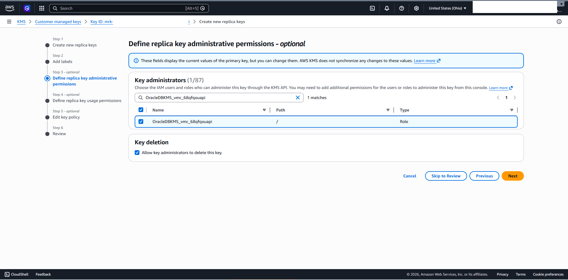 This screenshot shows how to enable the multi-region key in AWS KMS. This screenshot shows how to enable the multi-region key in AWS KMS.