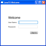 JavaFX Login application with User Name and Password fields.