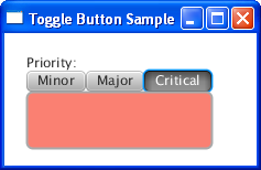Three toggle buttons and a rectangle