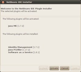 Click the activate button at the bottom of the NetBeans IDE Installer Window