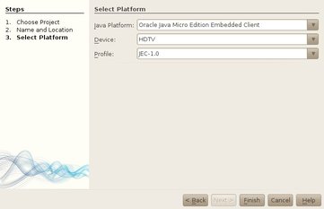 Select Oracle Java Micro Edition Embedded Client Emulator from the Java Platform list. From the Profile list choose JEC-1.0.