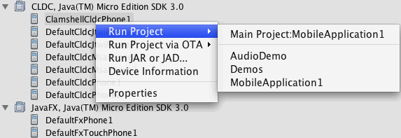 expanded Device Selector on Mac OS