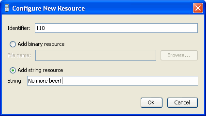 Configure New Resource Window