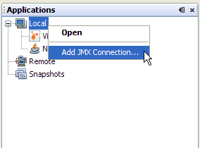 ローカルホストへの JMX 接続の追加。