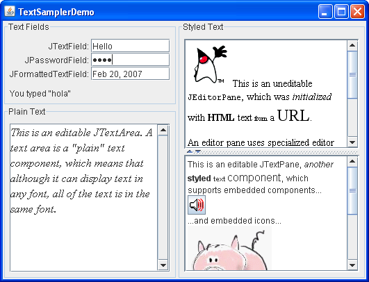 Using Text Components The Java™ Tutorials Creating A Gui With Jfc 0003