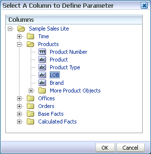 Selecting a parameter column.