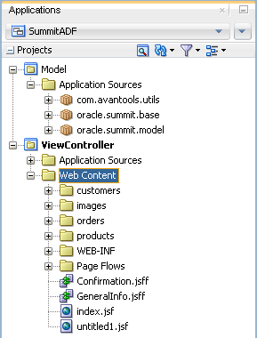 Application workspace for Summit sample application