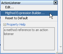 Property menu with Method Expression Builder item chosen