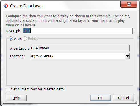 Create area data layer dialog.