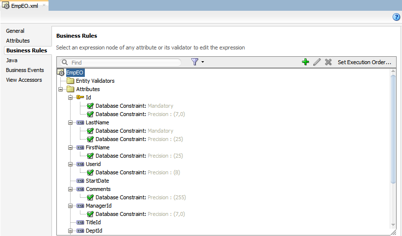 Use the overview editor to set validation