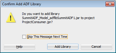 Confirm ADF Library dialog.