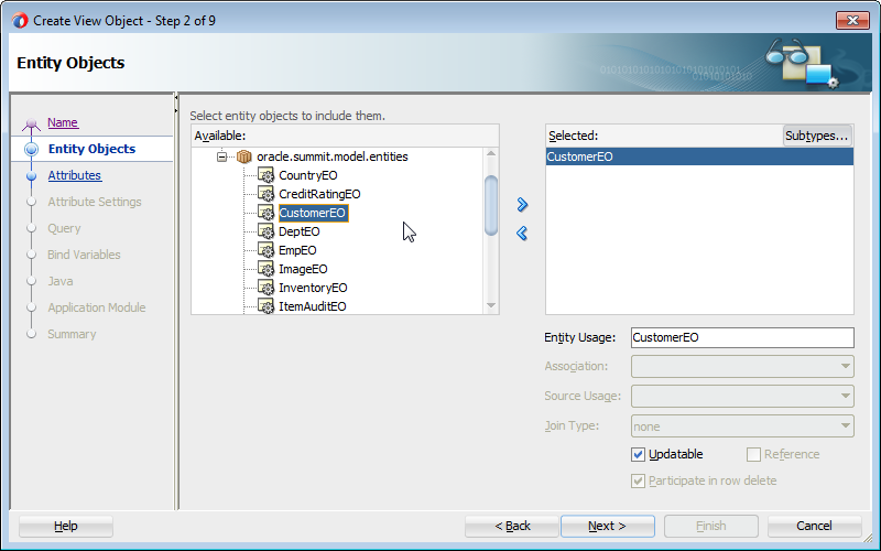 Create View Object dialog.