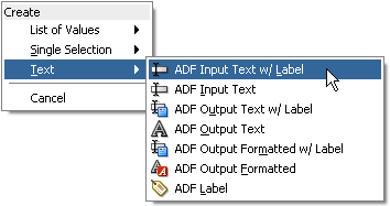 ADF Input Text w/Label selected
