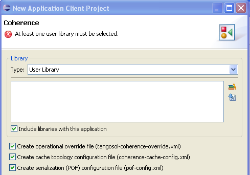 Defining the Coherence user library.