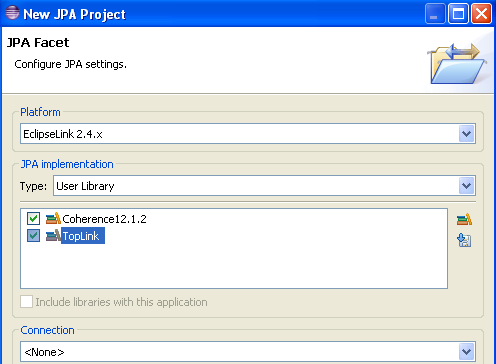EclipseLink Libraries Added to the JPA Facet Page