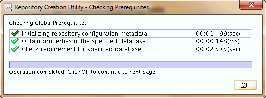 checking prerequisites for database connection