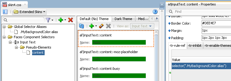 Input Text Component’s label Skin Selector