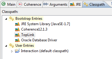 Classpath for the CoherenceCache Program