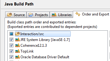 Order and Export for Libraries for the Java Build Path