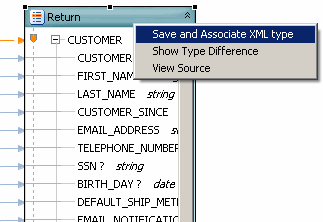 Save and Associate XML type